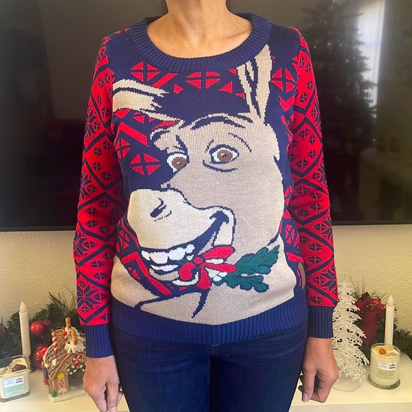 Tipsy Elves Shrek Donkey Christmas Sweatshirt - Picture 1 of 7